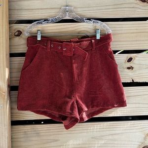 High Waisted Corduroy Shorts w/ Belt